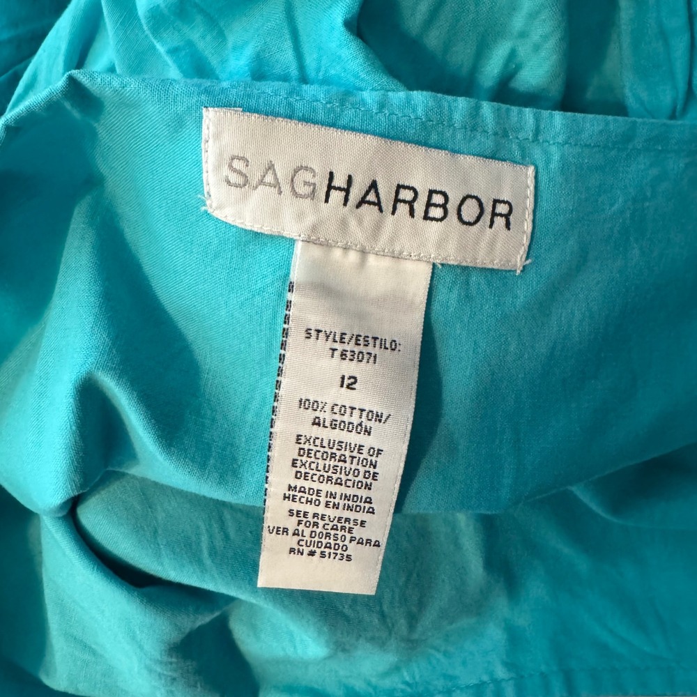 Vintage Boho Beaded Tiered Midi Skirt Sag Harbor Size 12 Turquoise Teal - Picture 5 of 5